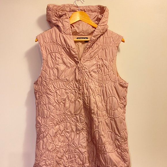Pink Embroidered Puffer Vest - Picture 1 of 2